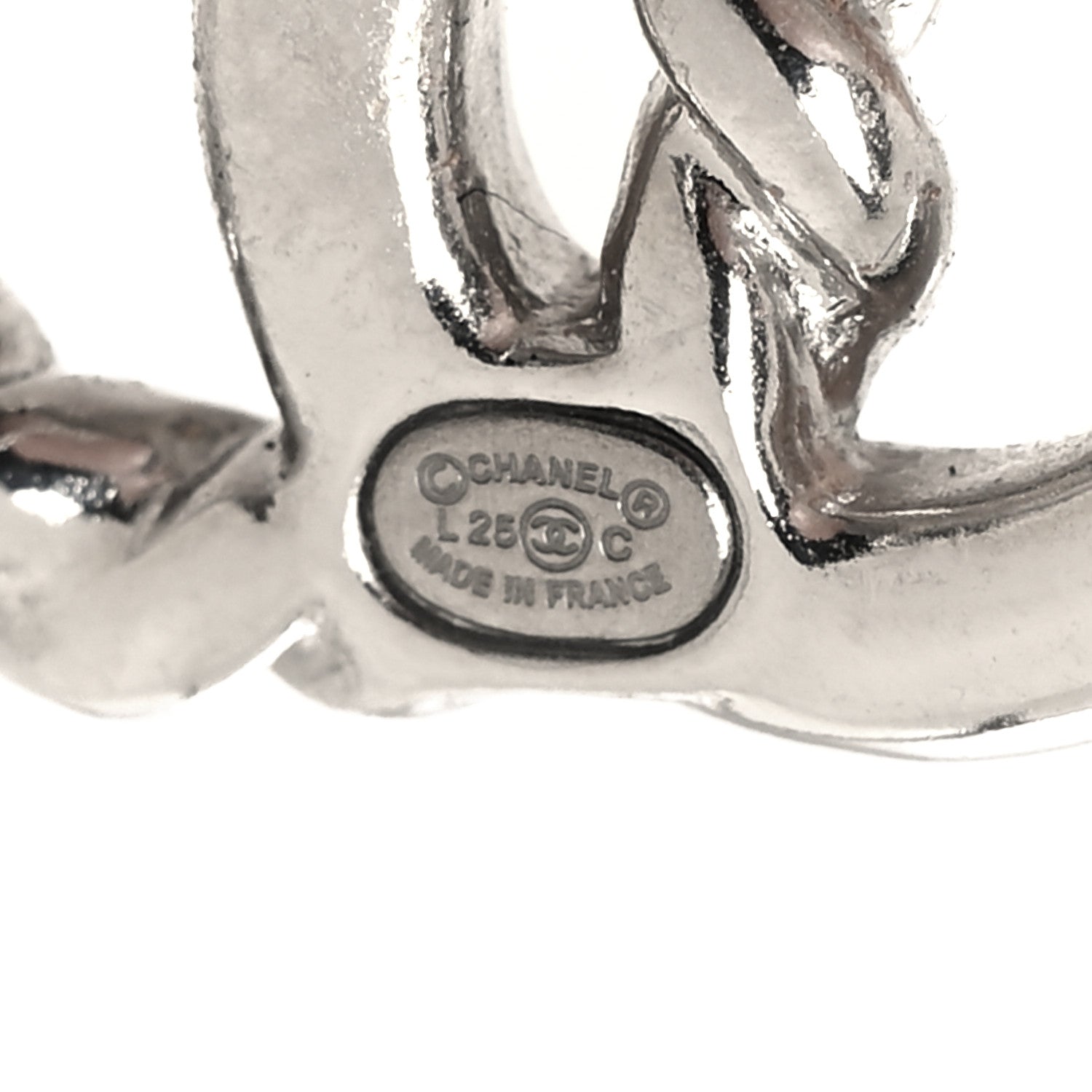 Chanel Metal CC Rope Earrings Silver 4 of 5