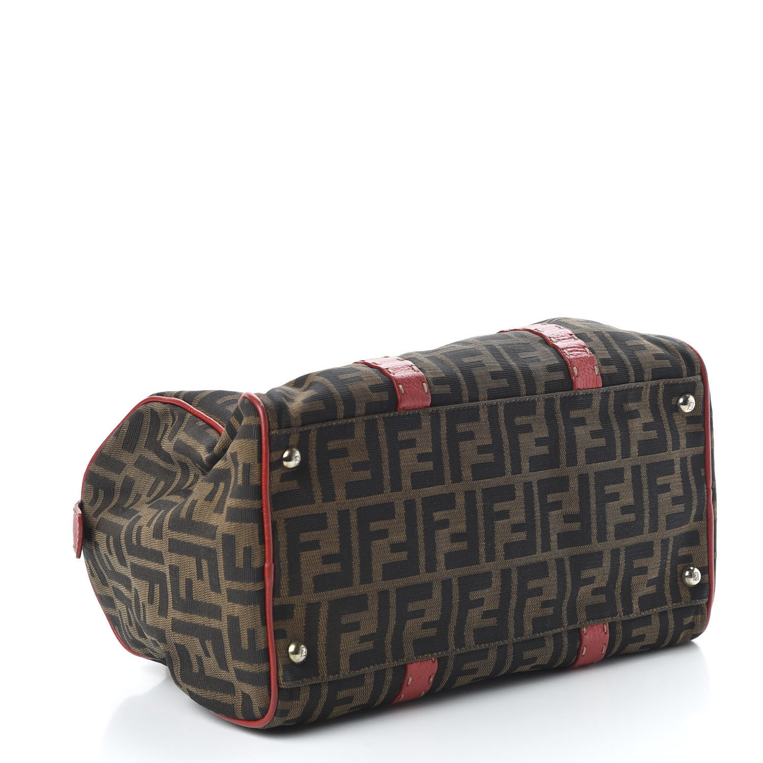 Fendi Zucca Cuoio Romano Selleria Medium Boston Tobacco Rosso Scuro 4 of 10