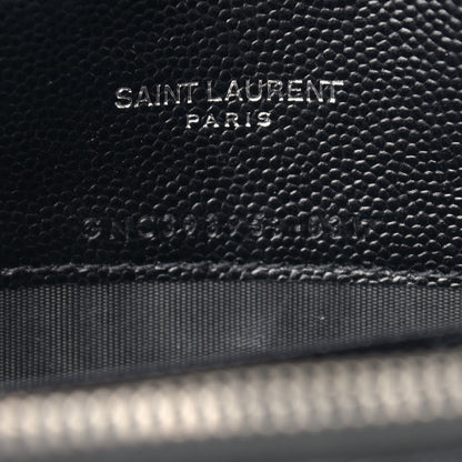 Saint Laurent Grain De Poudre Matelasse Chevron Monogram Envelope Chain Wallet Black 8 of 11