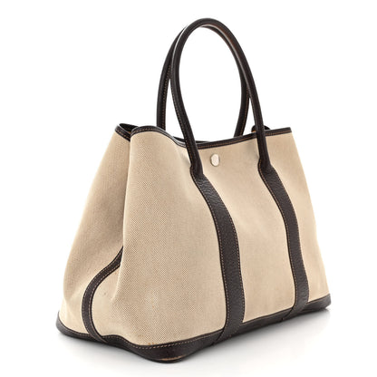 Hermes Buffle Skipper Toile Garden Party 36 MM Tote Marron Fonce 3 of 13