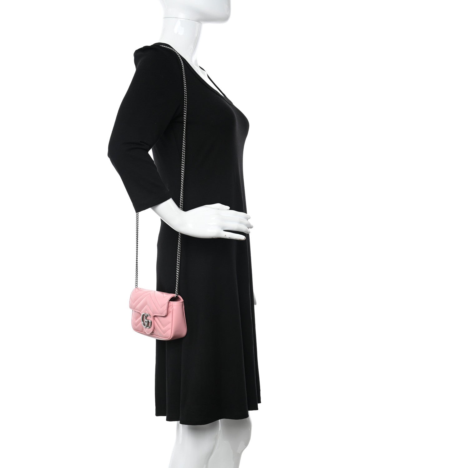 Gucci Calfskin Matelasse Super Mini GG Marmont Shoulder Bag Wild Rose 2 of 11