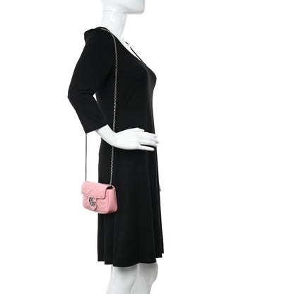 Gucci Calfskin Matelasse Super Mini GG Marmont Shoulder Bag Wild Rose 2 of 11