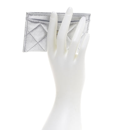 Chanel Metallic Lambskin Quilted Card Holder Silver 2 of 10