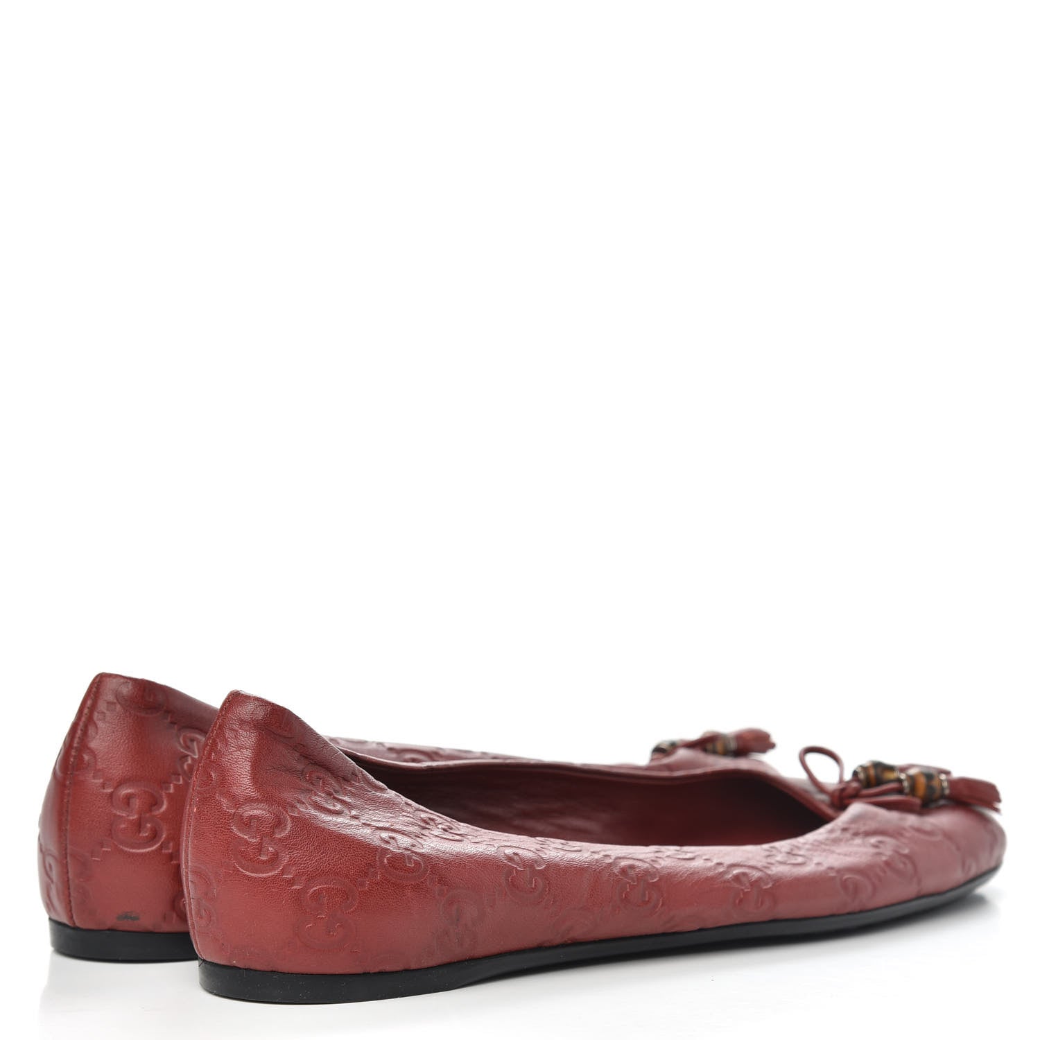 Gucci Guccissima Bamboo Tassel Ballet Flats 37.5 Red 4 of 8