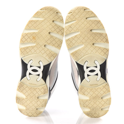 Chanel Suede Calfskin CC Sneakers 36 Black White Silver 5 of 9