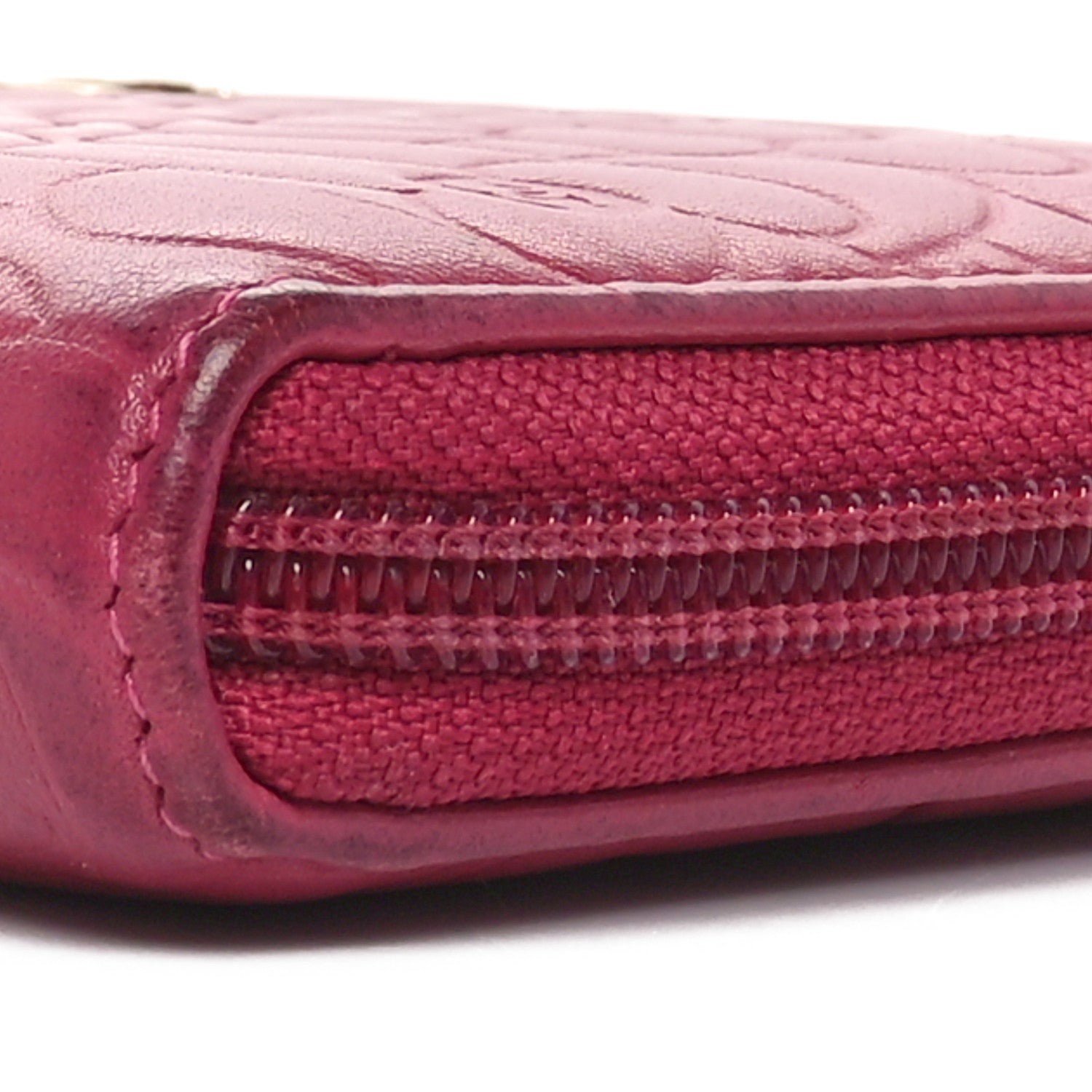 Chanel Lambskin Camellia Embossed Large Gusset Zip Around Wallet Fuchsia 11 of 13