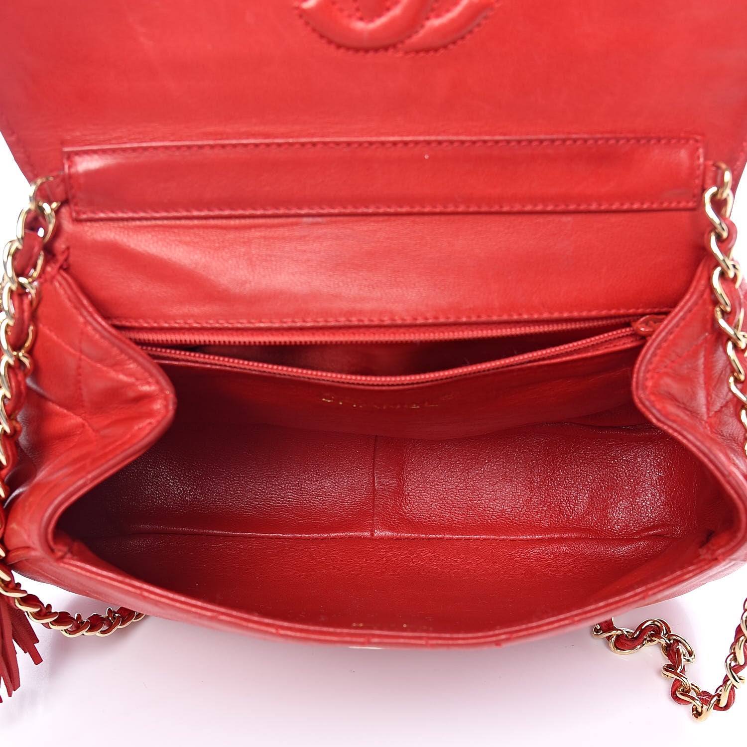 Chanel Lambskin Quilted CC Tassel Flap Red 5 of 26