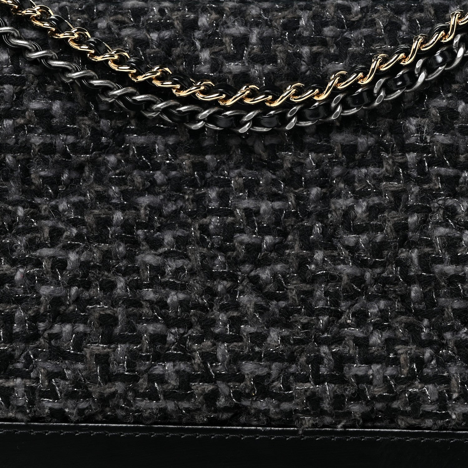 Chanel Tweed Calfskin Quilted Medium Gabrielle Hobo Black 8 of 17
