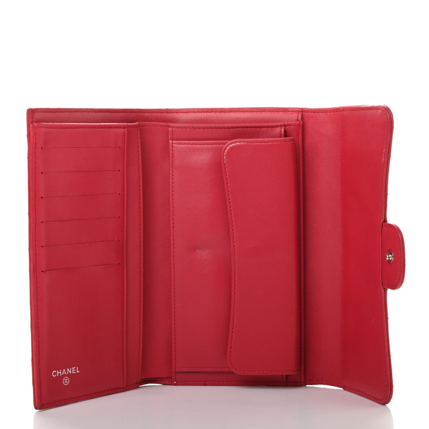 Lambskin Quilted Large Flap Wallet Dark Pink