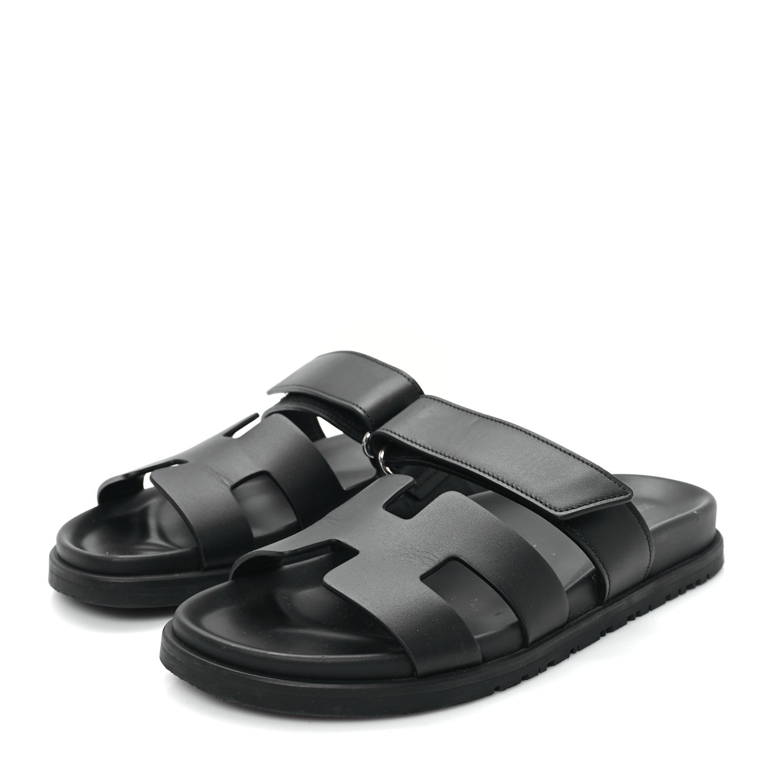 Hermes Calfskin Womens Chypre Sandals 36.5 Black 4 of 10
