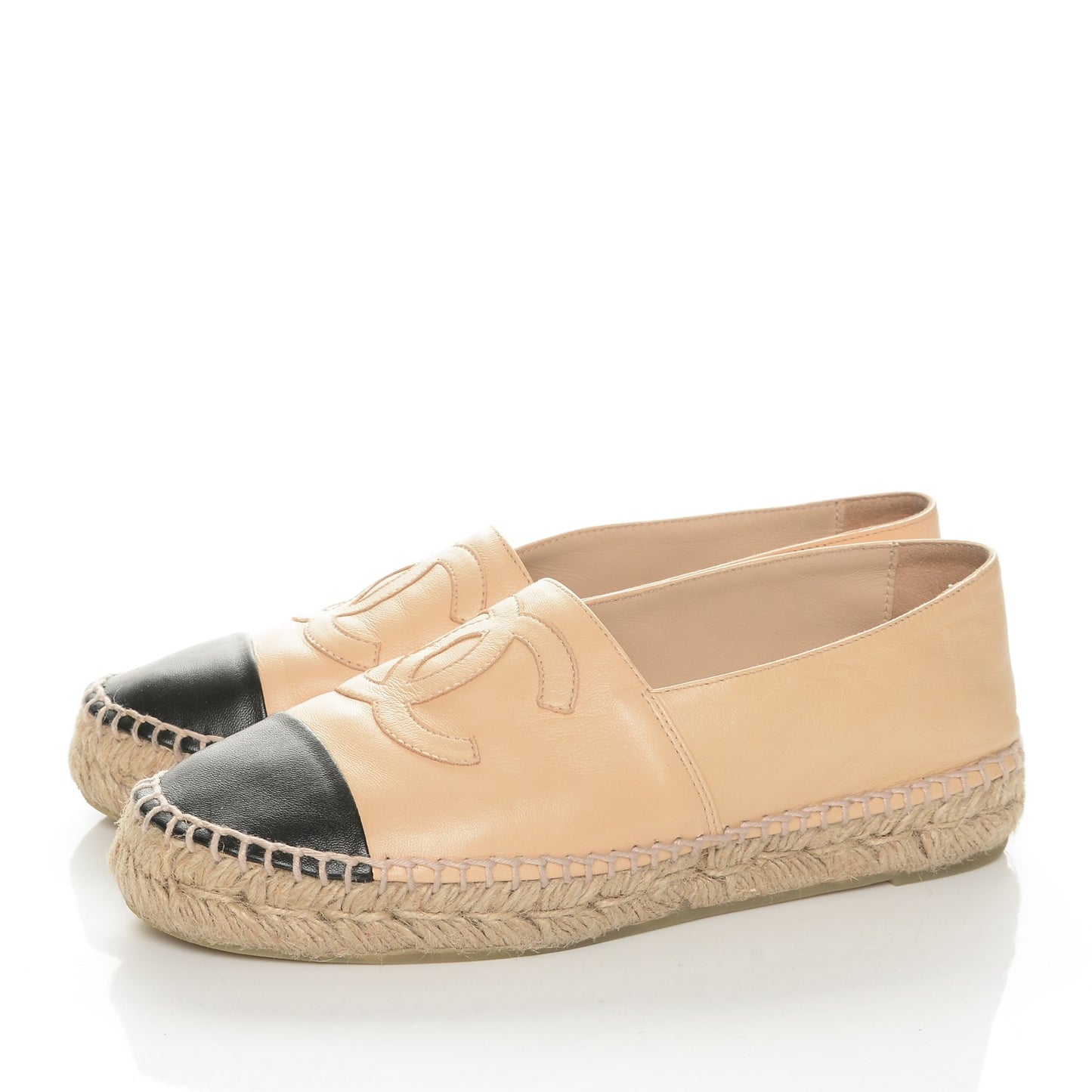 Lambskin CC Espadrilles 35 Beige Black