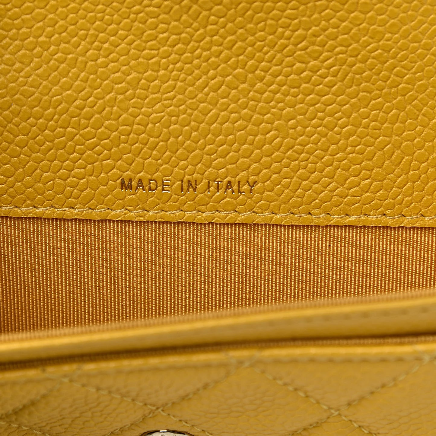 Caviar Quilted Flap Card Holder Yellow