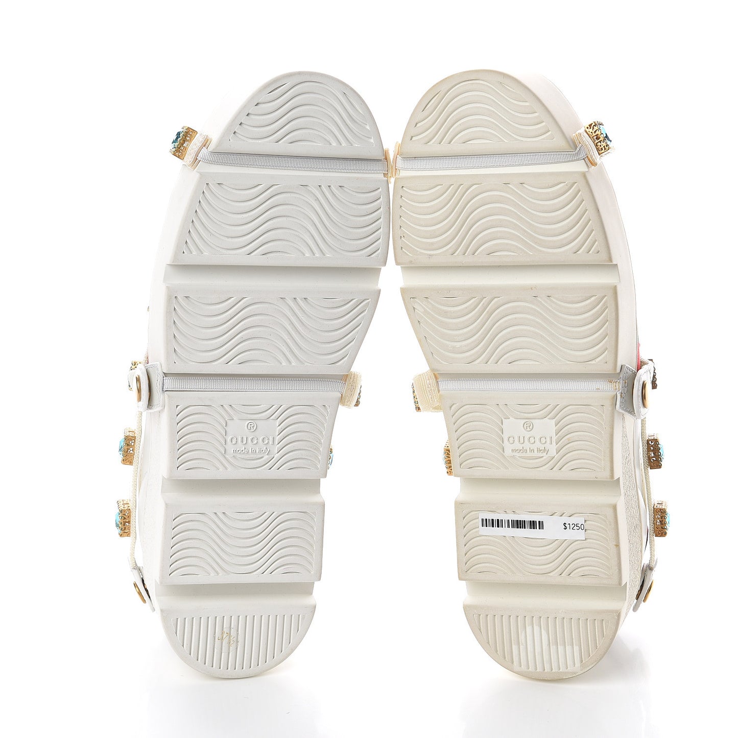 Calfskin Removable Crystals Bee Embroidered Womens Ace Platform Sneakers 37.5 White
