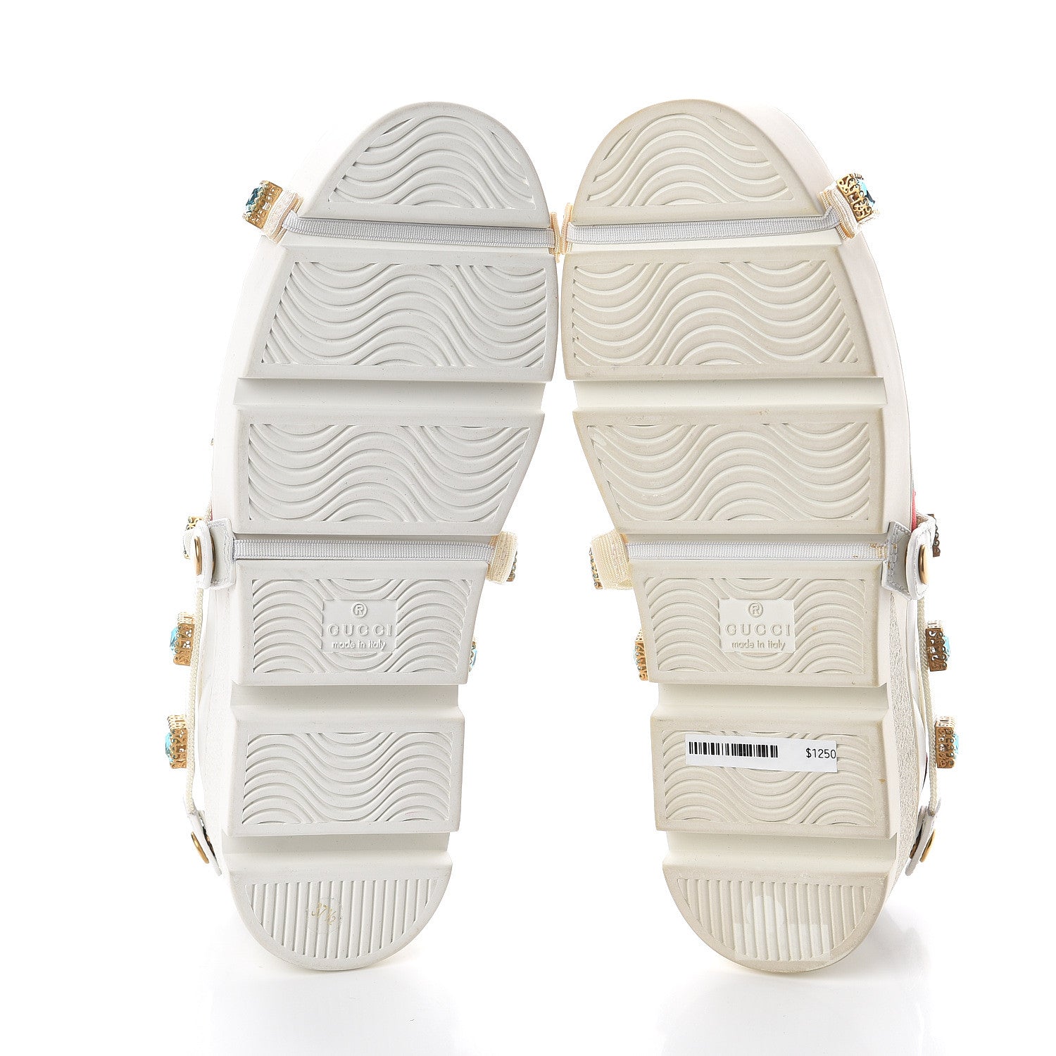Gucci Calfskin Removable Crystals Bee Embroidered Womens Ace Platform Sneakers 37.5 White 7 of 7