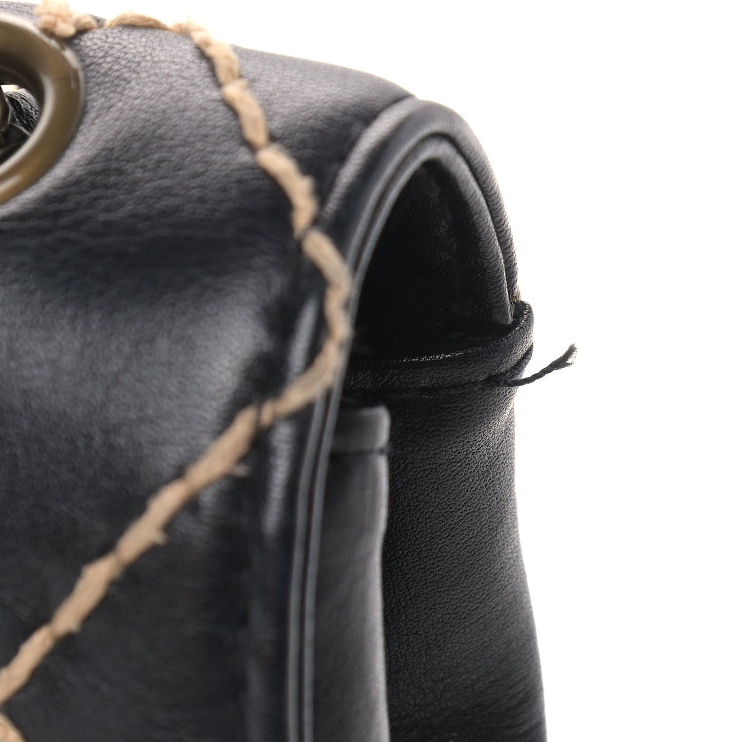 Calfskin Wild Stitch Jumbo Flap Black