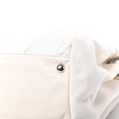 Chanel Canvas Chevron CC Shopping Tote White 6 of 11