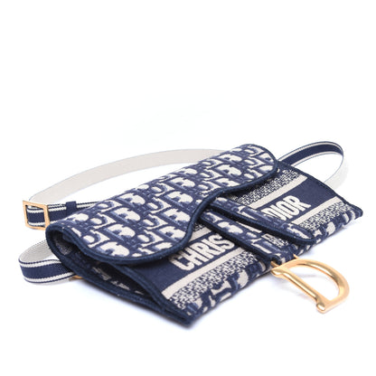 Christian Dior Oblique Slim Saddle Pouch Blue 4 of 12