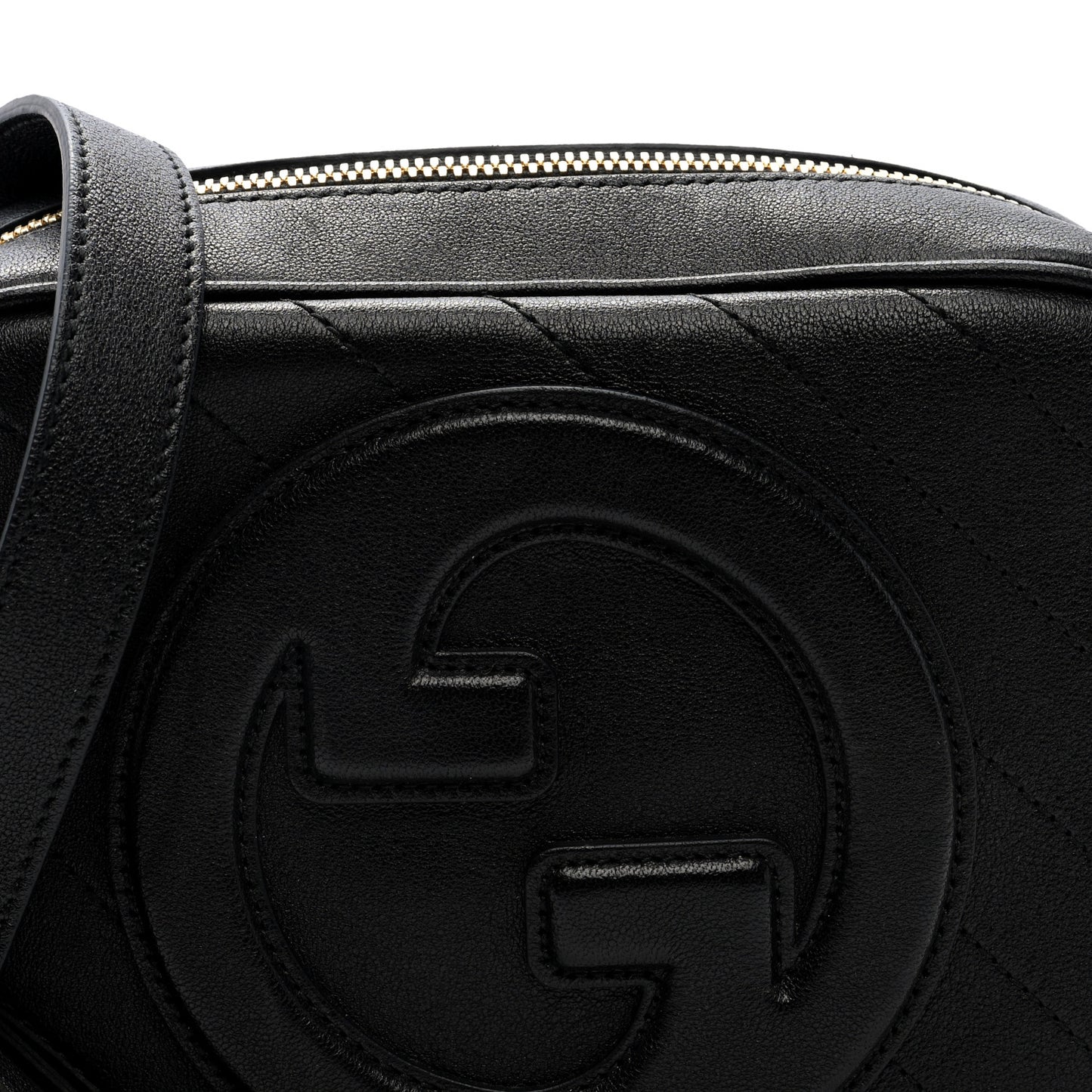 Sakai Be Green Calfskin Diagonal Stitched Small Blondie Shoulder Bag Black