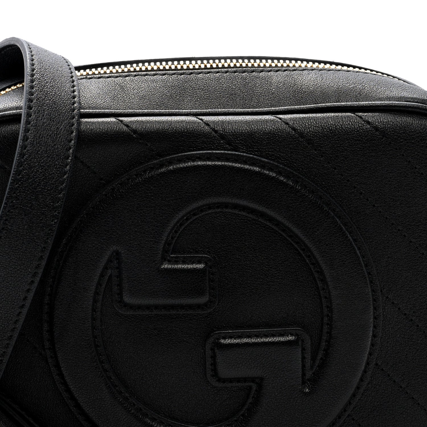 Gucci Sakai Be Green Calfskin Diagonal Stitched Small Blondie Shoulder Bag Black 7 of 9