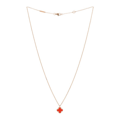 Van Cleef & Arpels 18K Rose Gold Carnelian Sweet Alhambra Pendant Necklace 2 of 4