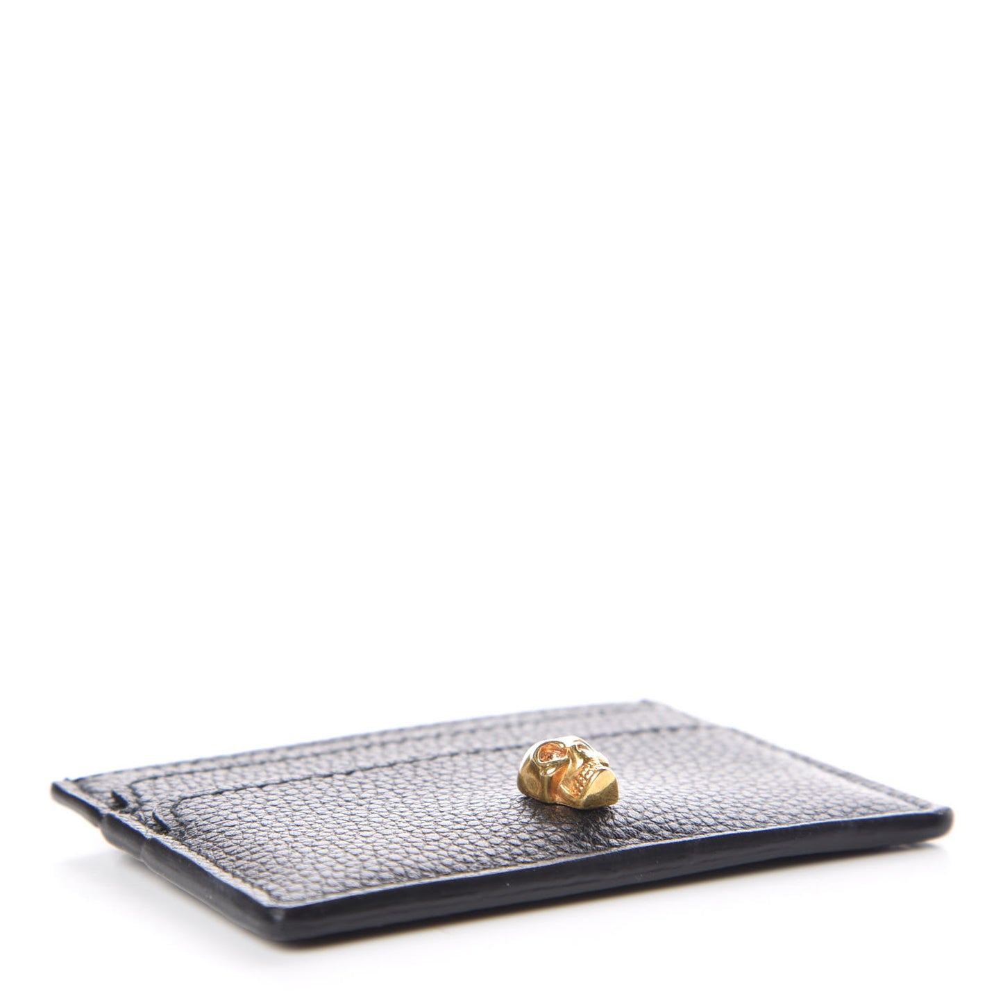 Calfskin Skull Card Holder Black