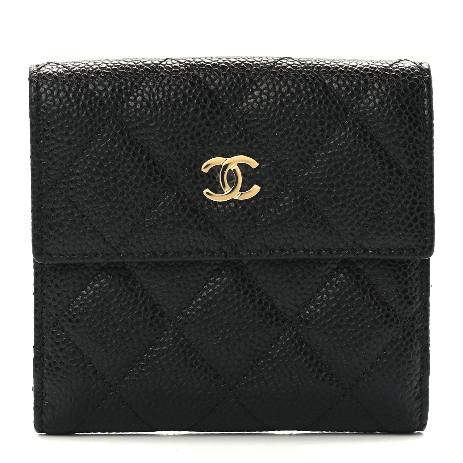 Chanel Caviar Quilted Compact French Flap Wallet Black 1 of 15