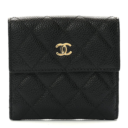 Chanel Caviar Quilted Compact French Flap Wallet Black 1 of 15