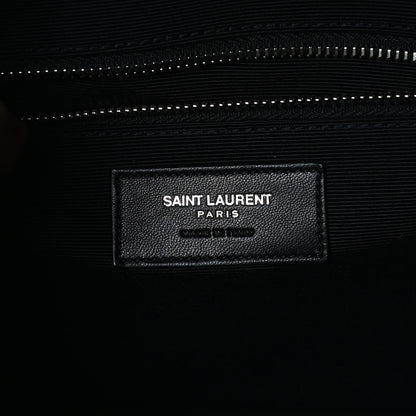 Saint Laurent Calfskin Crocodile Embossed Monogram Large Satchel Black 6 of 11