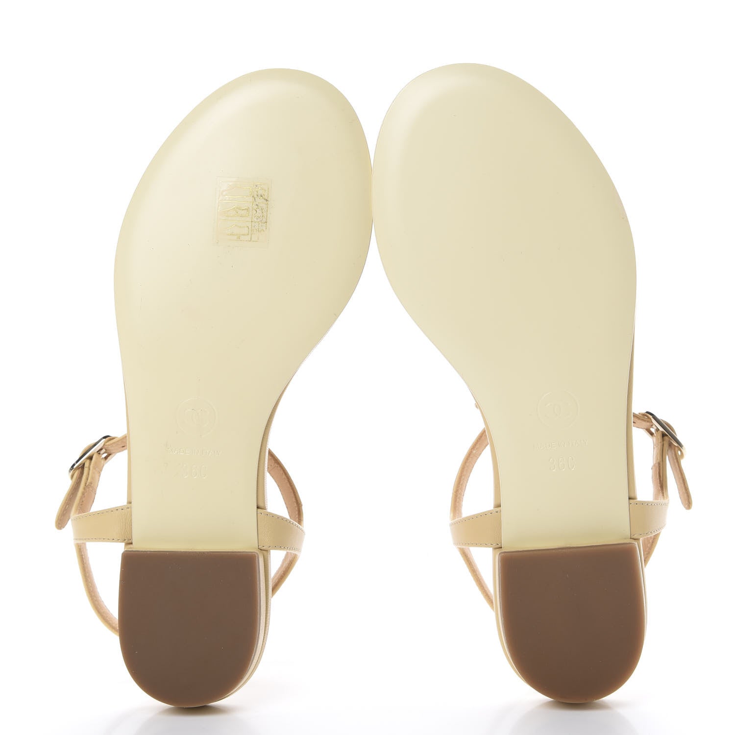 Chanel Lambskin CC Chain Thong Sandals 36 Beige 5 of 8
