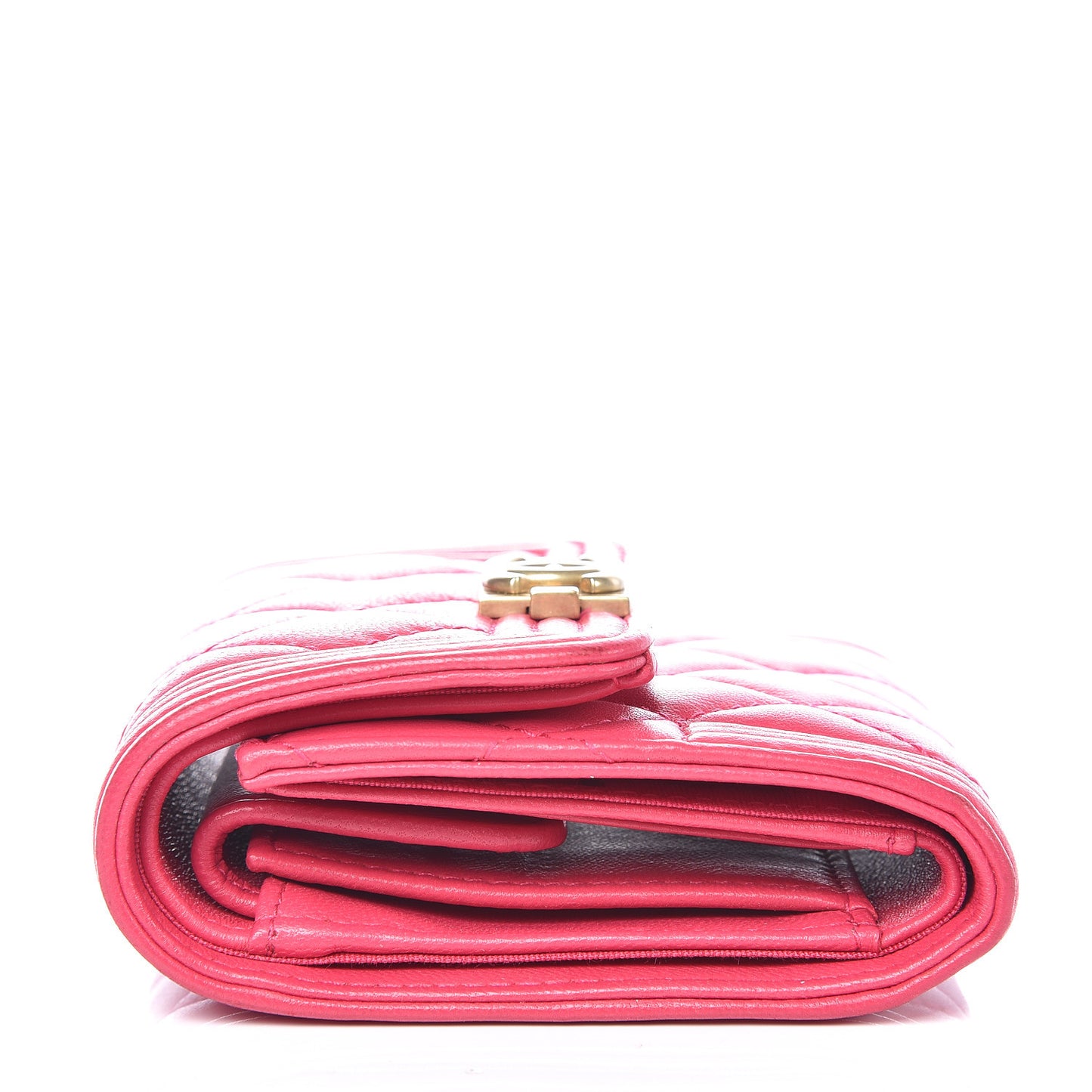 Lambskin Quilted Compact Boy Wallet Fuchsia