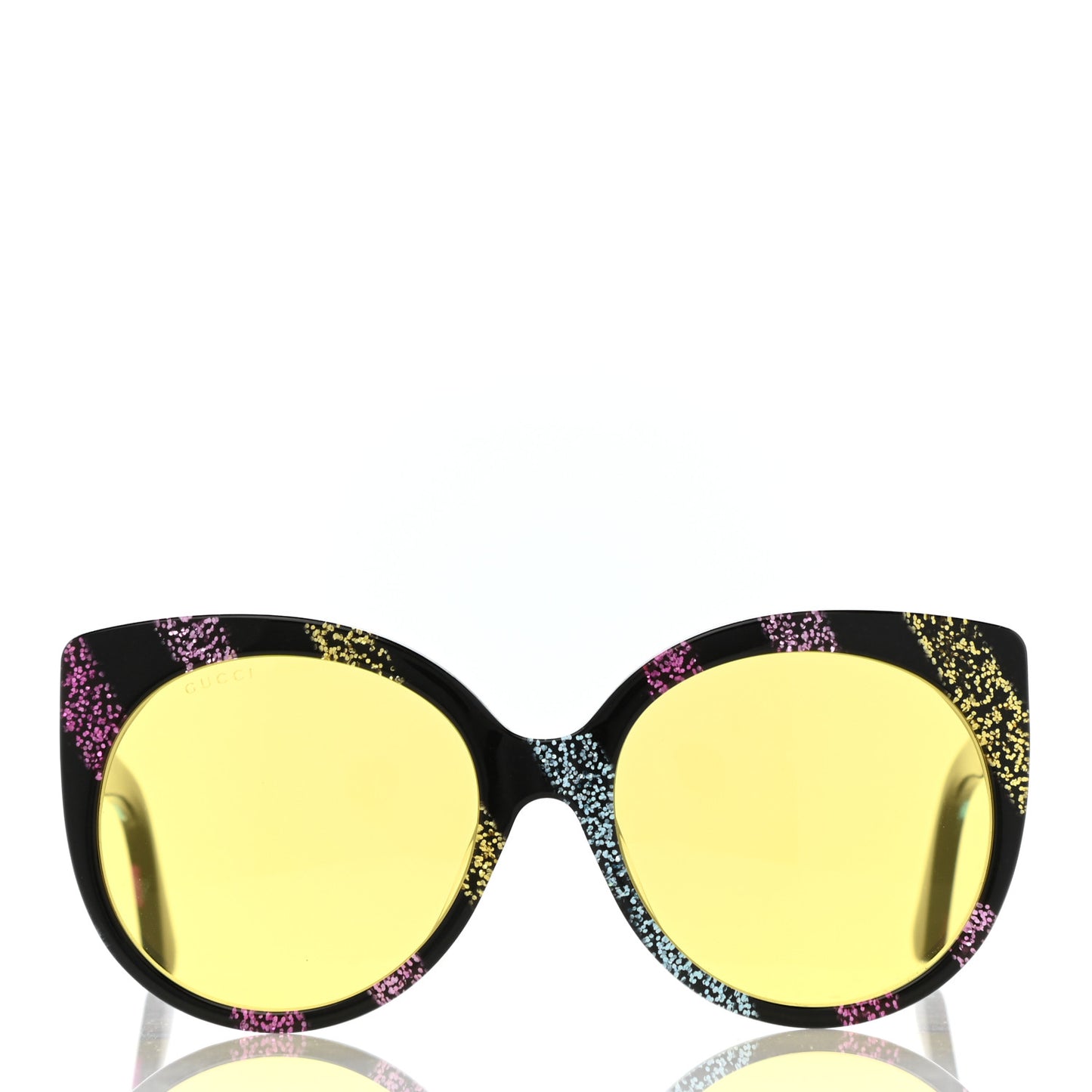 Glitter Acetate Cat Eye Sunglasses GG0325SA Black Yellow