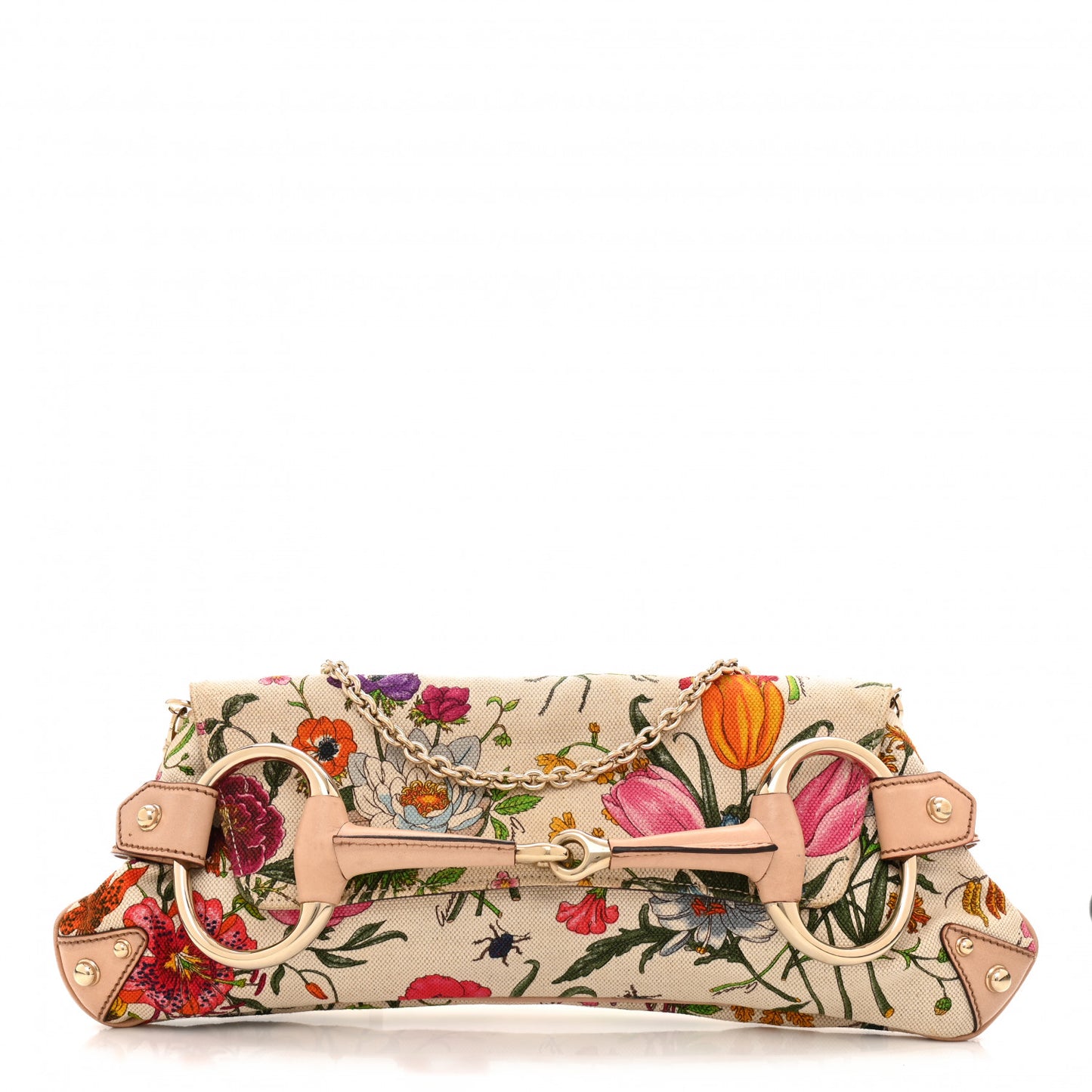 Canvas Flora Floral Horsebit Chain Clutch