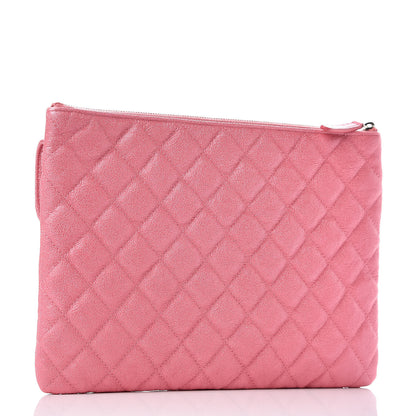 Chanel Iridescent Caviar Quilted Medium Flap Cosmetic Case Pink 3 of 9