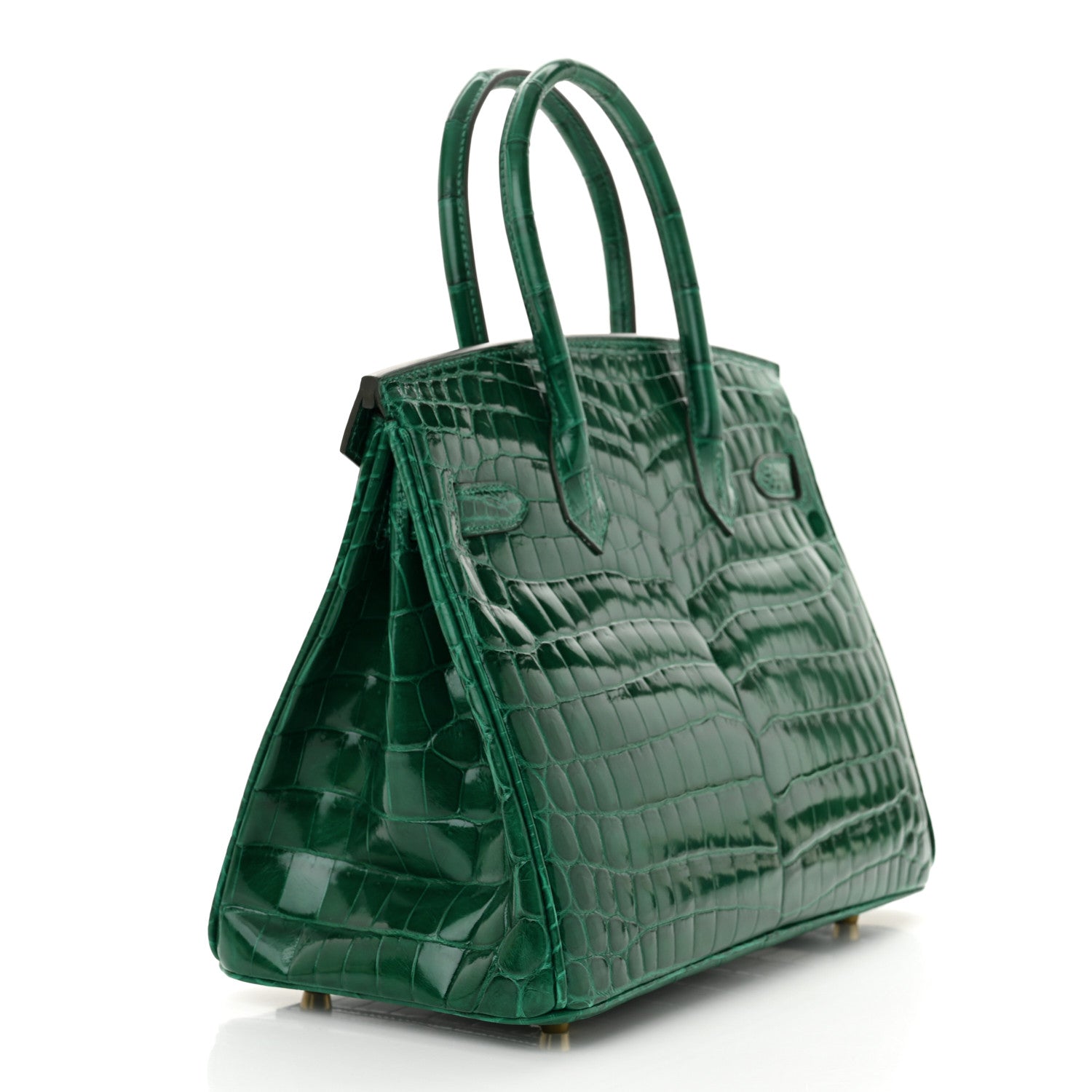 Hermes Shiny Niloticus Crocodile Birkin 30 Vert Emeraude 3 of 10