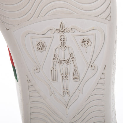 Gucci Calfskin Ayers Bee Embroidered Womens Ace Sneakers 37.5 White Green 7 of 13