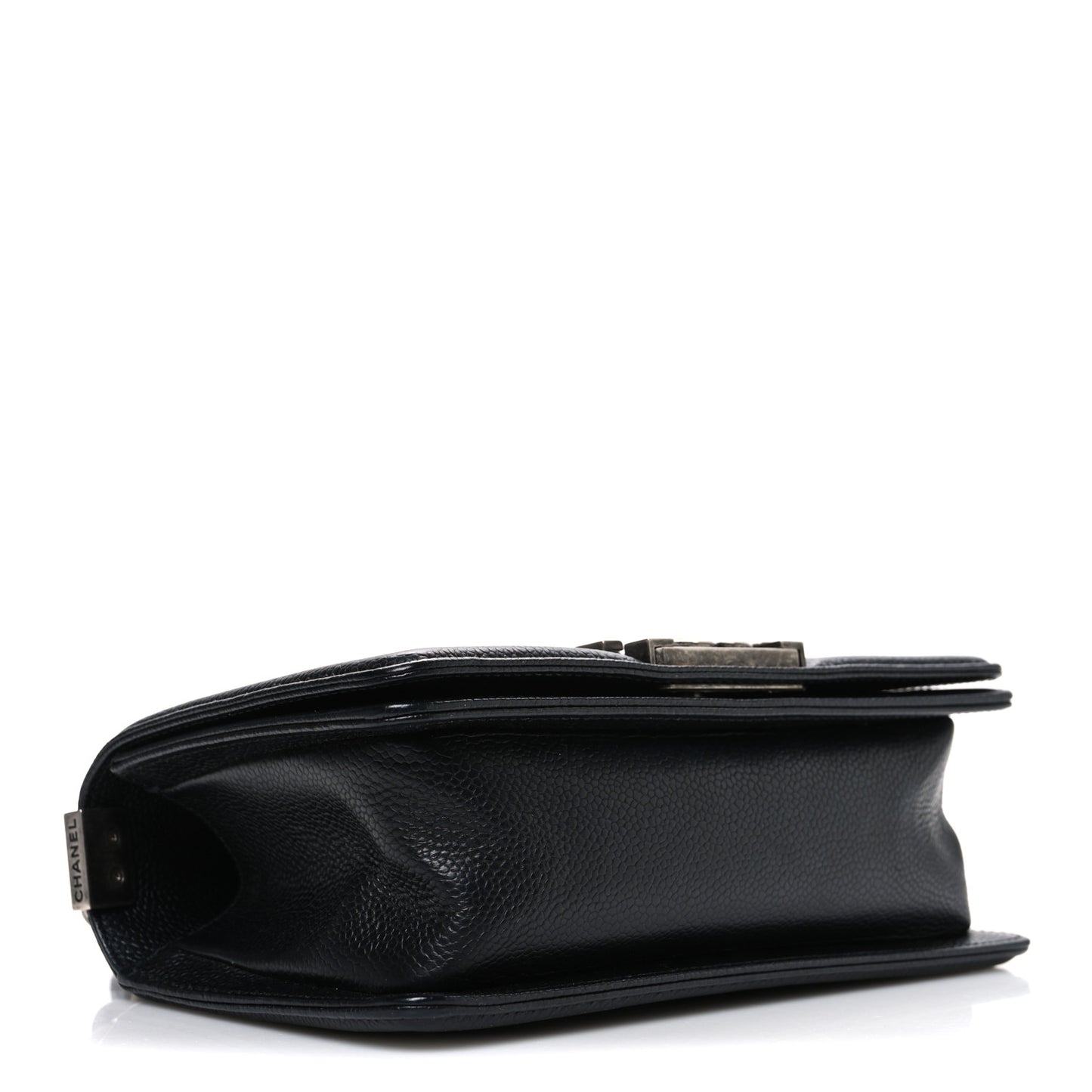 Caviar Chevron Quilted Small Boy Flap Black
