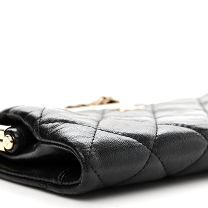 Chanel Lambskin Quilted Frame Clutch With Chain Black 10 of 12
