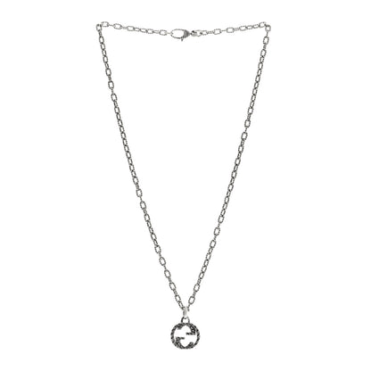 Gucci Sterling Silver Small Textured Interlocking G Pendant Necklace 3 of 4