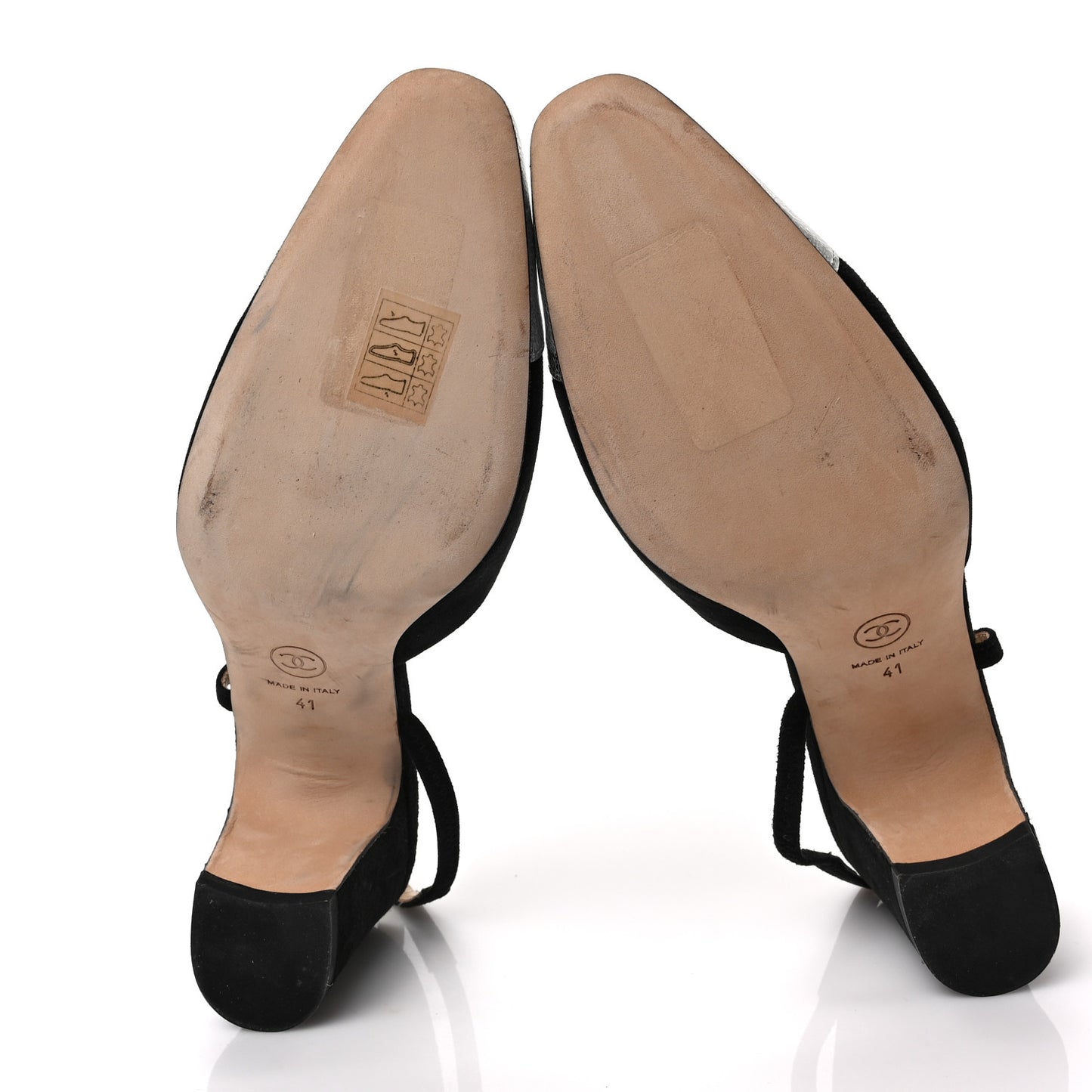 Kid Suede Metallic Lambskin Cap Toe CC Slingback Pumps 41 Black Silver