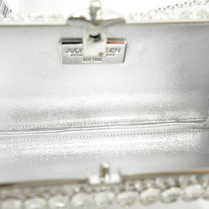 Judith Leiber Clear Austrian Crystal Studded Minaudiere Clutch Silver 6 of 8