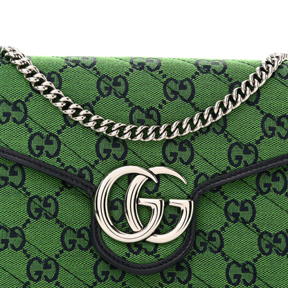 Gucci Monogram Multicolor Matelasse Diagonal GG Marmont Chain Wallet Green Blue 8 of 11