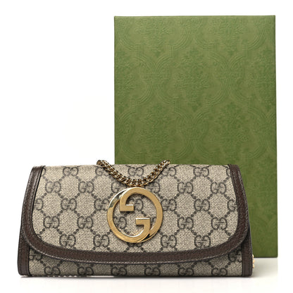 Gucci GG Supreme Monogram Textured Dollar Calfskin Blondie Continental Chain Wallet Beige Ebony New Acero 11 of 11
