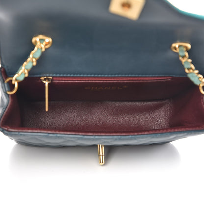 Chanel Lambskin Quilted Two Tone Day Flap Navy Turquoise 5 of 7