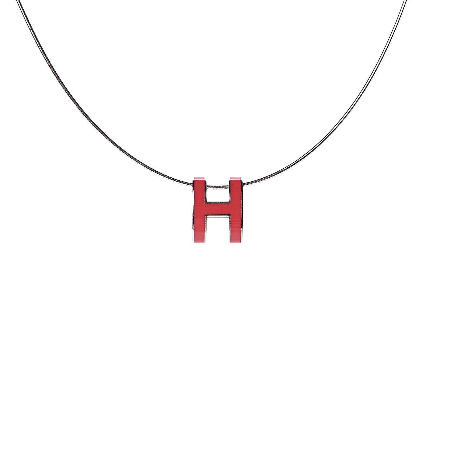 Hermes Lacquered Pop H Pendant Necklace Rouge Corail 4 of 6