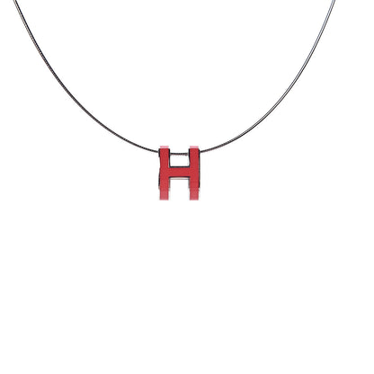 Hermes Lacquered Pop H Pendant Necklace Rouge Corail 4 of 6