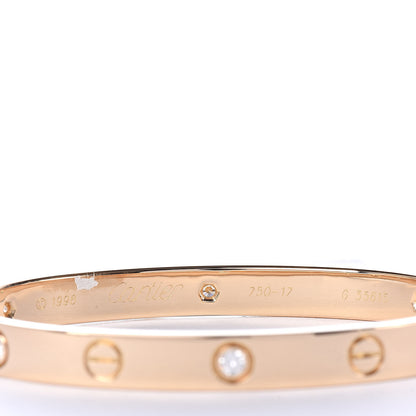 Cartier 18K Yellow Gold 6 Diamond LOVE Bracelet 17 4 of 6