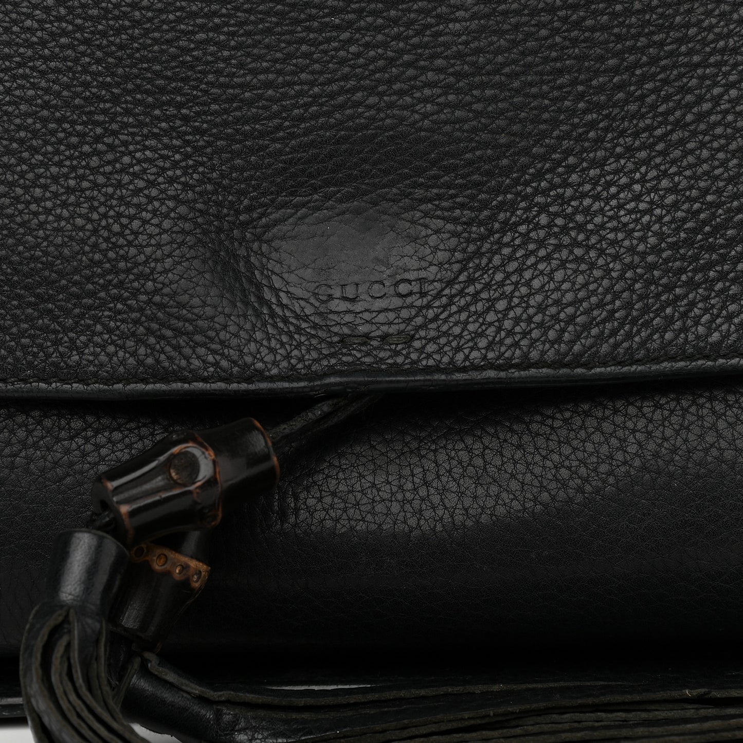 Pebbled Calfskin Medium Bamboo Daily Flap Shoulder Bag Black
