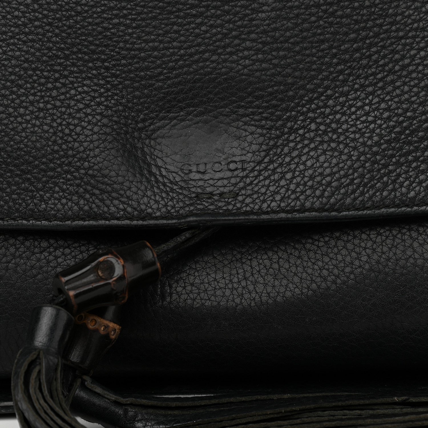 Gucci Pebbled Calfskin Medium Bamboo Daily Flap Shoulder Bag Black 17 of 17