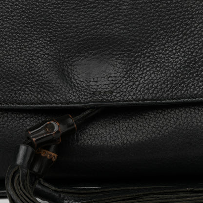 Gucci Pebbled Calfskin Medium Bamboo Daily Flap Shoulder Bag Black 17 of 17