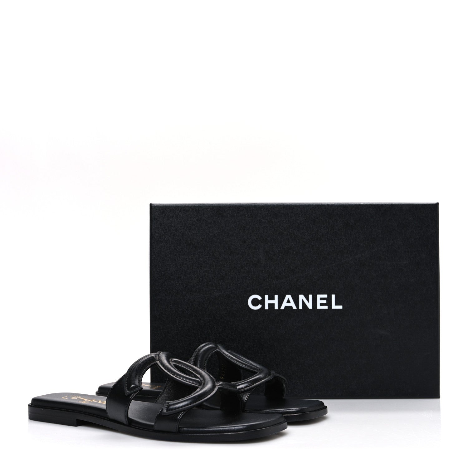 Chanel Lambskin CC Cut Out Mules Sandals 37 Black 11 of 11